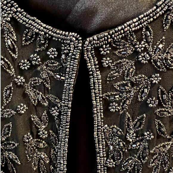 Scala, Womens Silk Beaded Black Formal Evening Jacket, Large - Picture 2 of 15